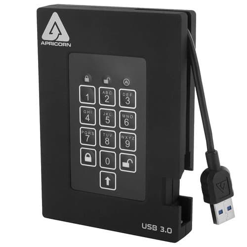 Apricorn 1TB Aegis Fortress FIPS 140-2 Level 2 Secure USB 3.2 Gen 1 Portable Hard Drive