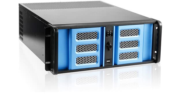 iStarUSA 4U Compact Stylish Rackmount Chassis with 8" Touch Screen LCD (Blue Bezel)