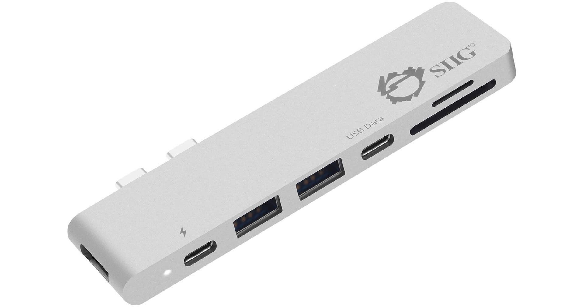 SIIG Dual USB Type-C Hub with HDMI, Card Reader, and Power Delivery (Silver)