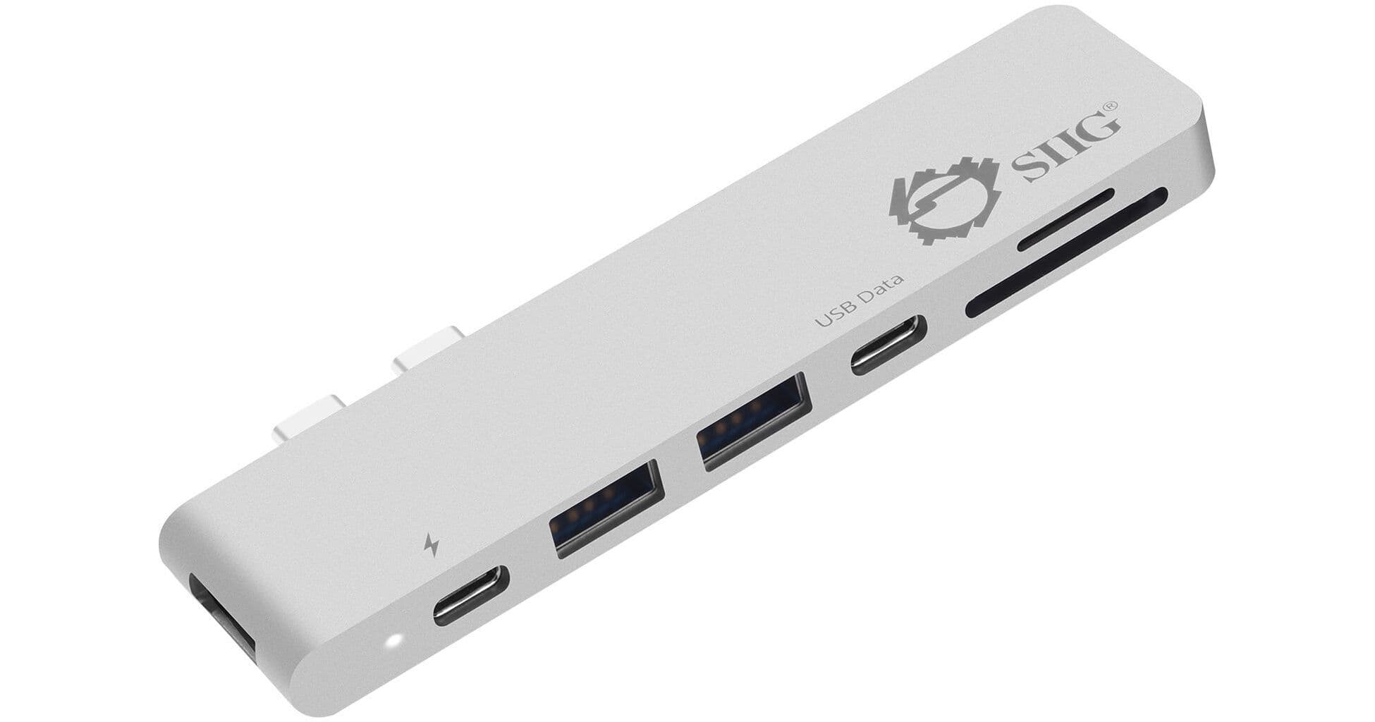 SIIG Dual USB Type-C Hub with HDMI, Card Reader, and Power Delivery (Silver)