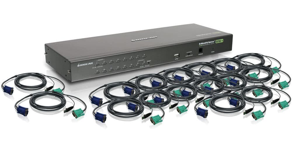 IOGEAR 16-Port PS/2 USB Combo KVM Switch Kit with Eighteen KVM Cables