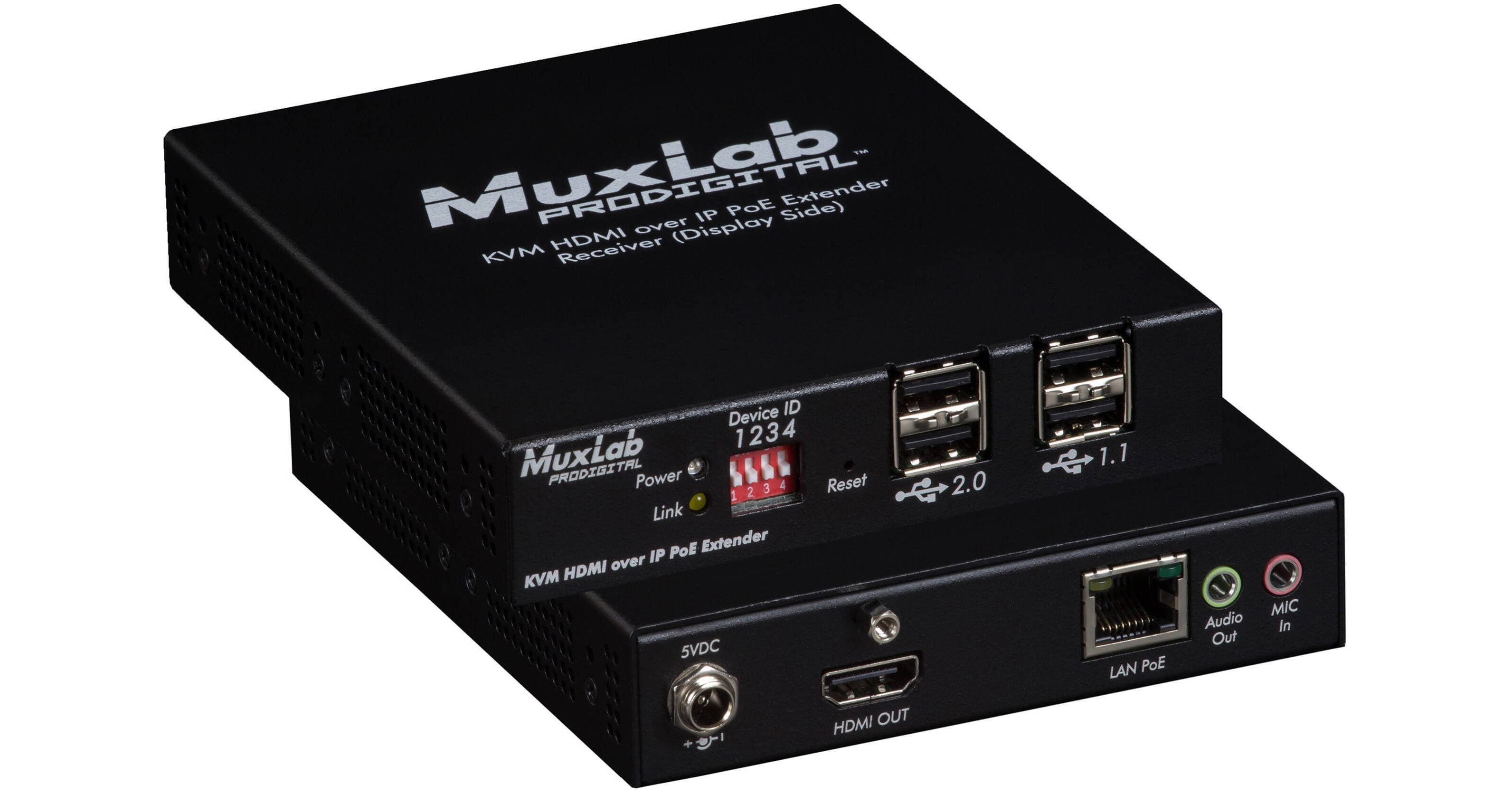 MuxLab UHD 4K KVM HDMI-over-IP PoE Extender Receiver