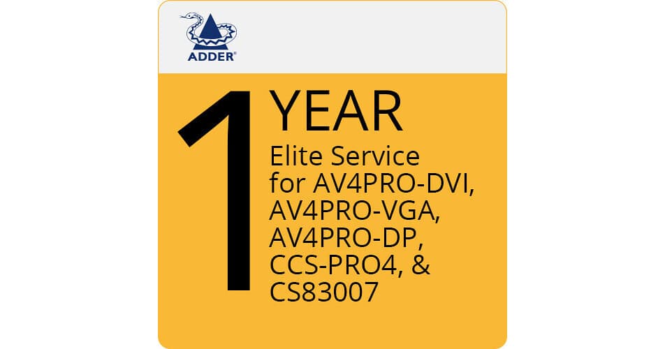 Adder Elite Service for ADDERView 4 PRO & CCS-PRO4 KVM Switches (1-Year)