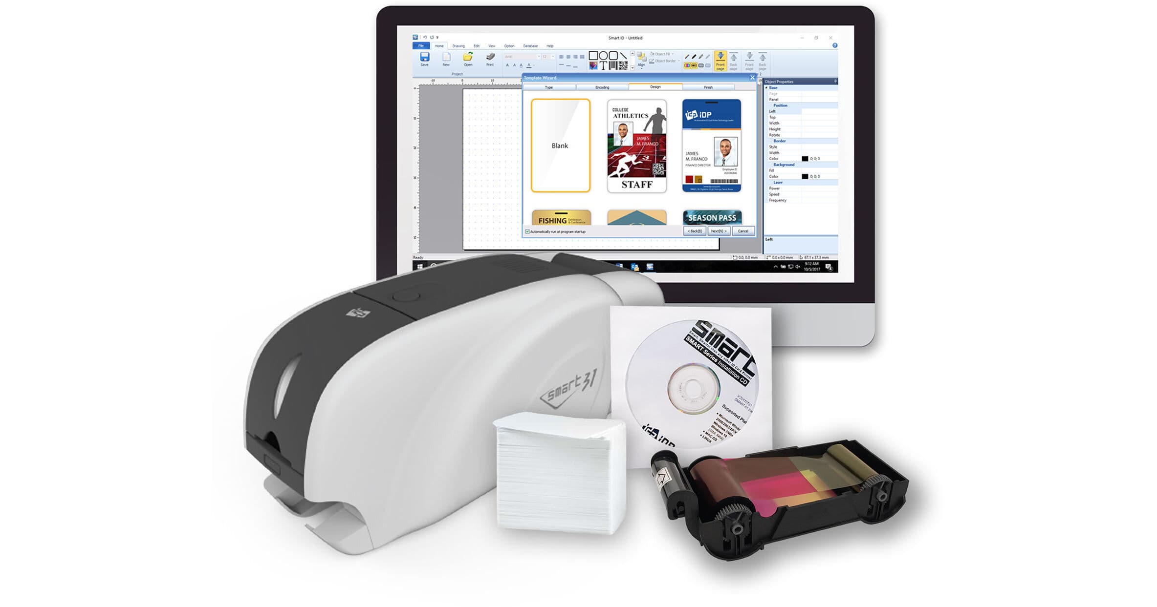 IDP SMART-31D Dual-Sided ID Card Printer with Ethernet Connectivity Kit