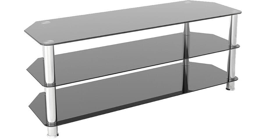 AVF Group 49" Classic Corner Glass TV Stand (Chrome with Black Glass)
