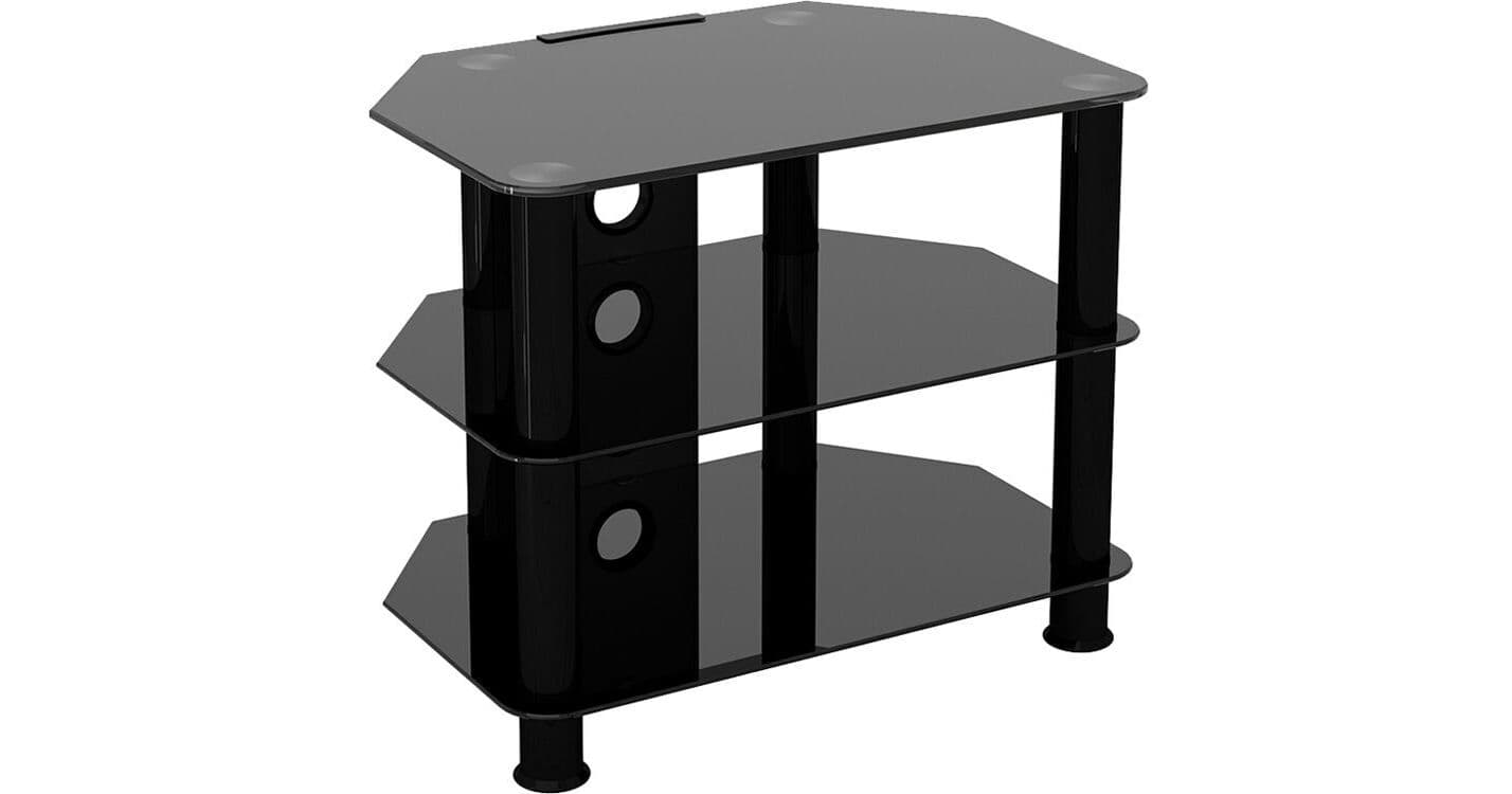 AVF Group Classic Corner Glass TV Stand (Black Frame, Black Glass)