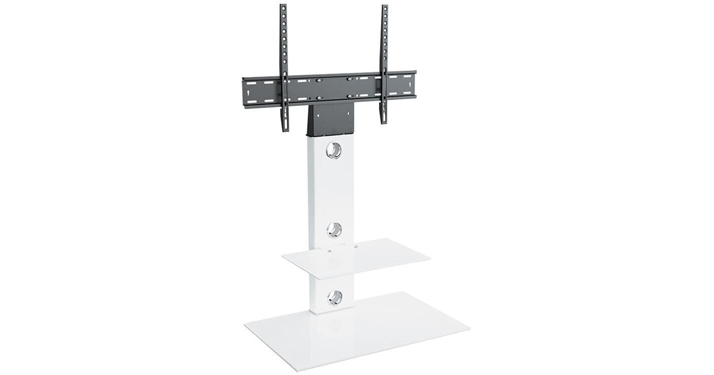 AVF Group Lesina Flat Pedestal TV Stand (Satin White with White Glass)