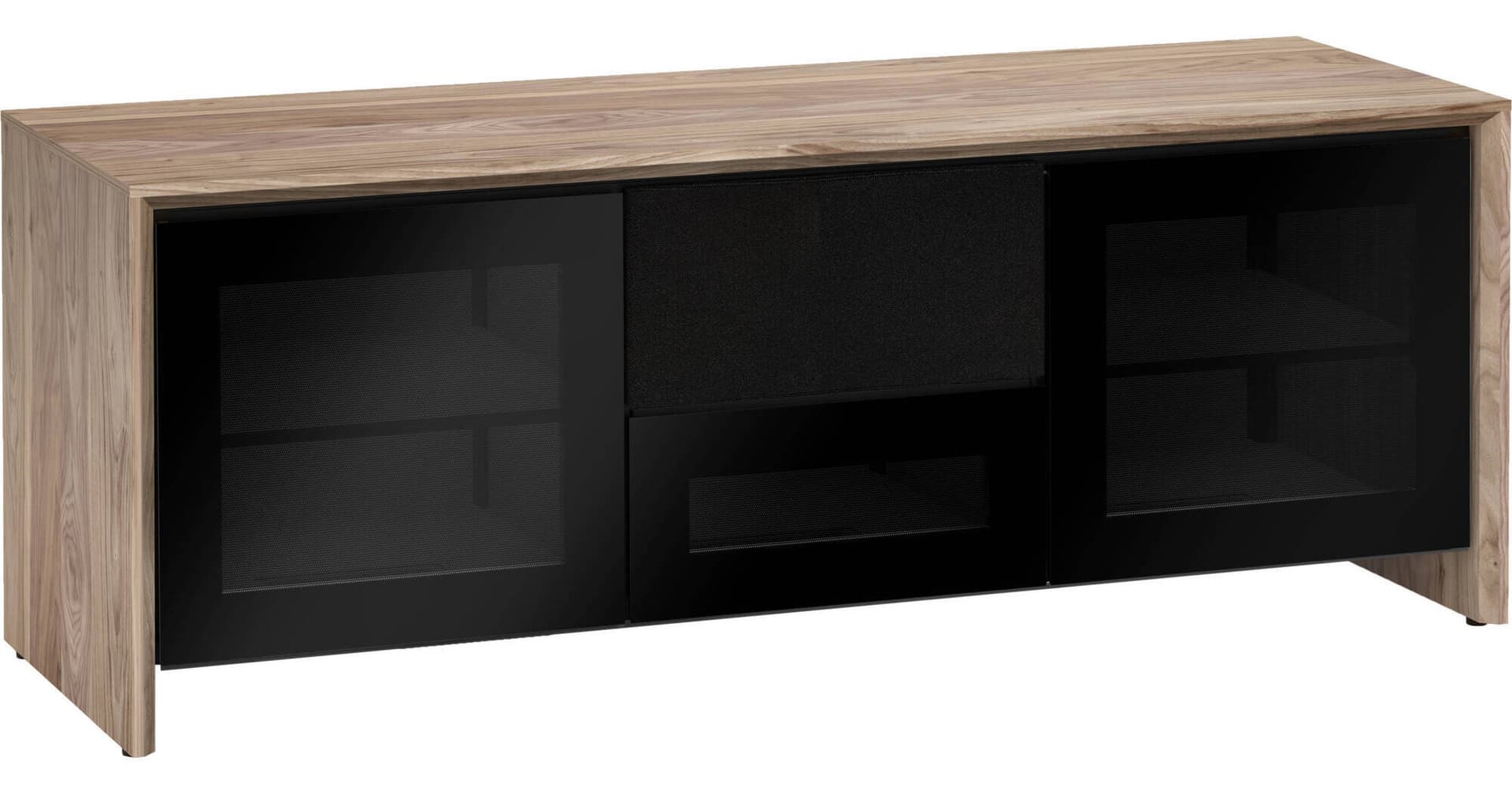 Salamander Designs Barcelona 236 Chameleon Collection Triple-Width AV Cabinet (Natural Walnut with Black Glass Doors)