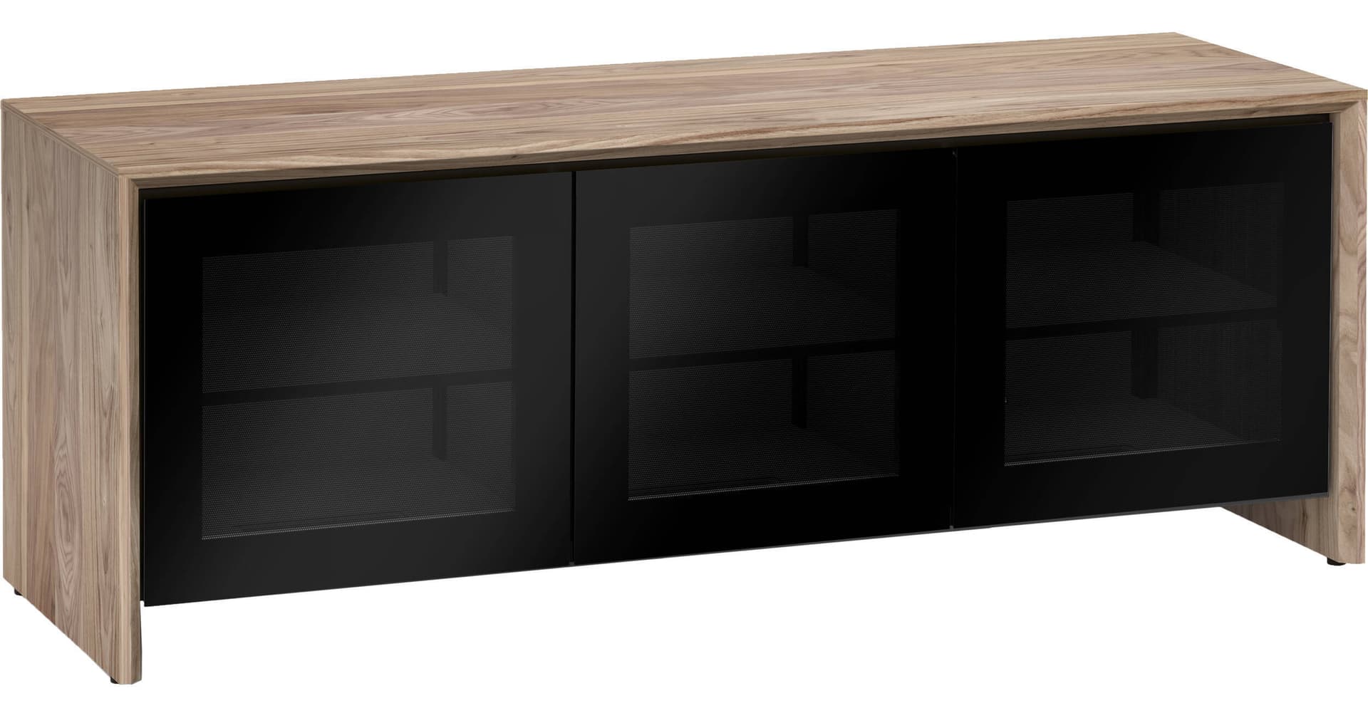 Salamander Designs Barcelona 237 Chameleon Collection Triple-Width AV Cabinet (Natural Walnut with Black Glass Doors)