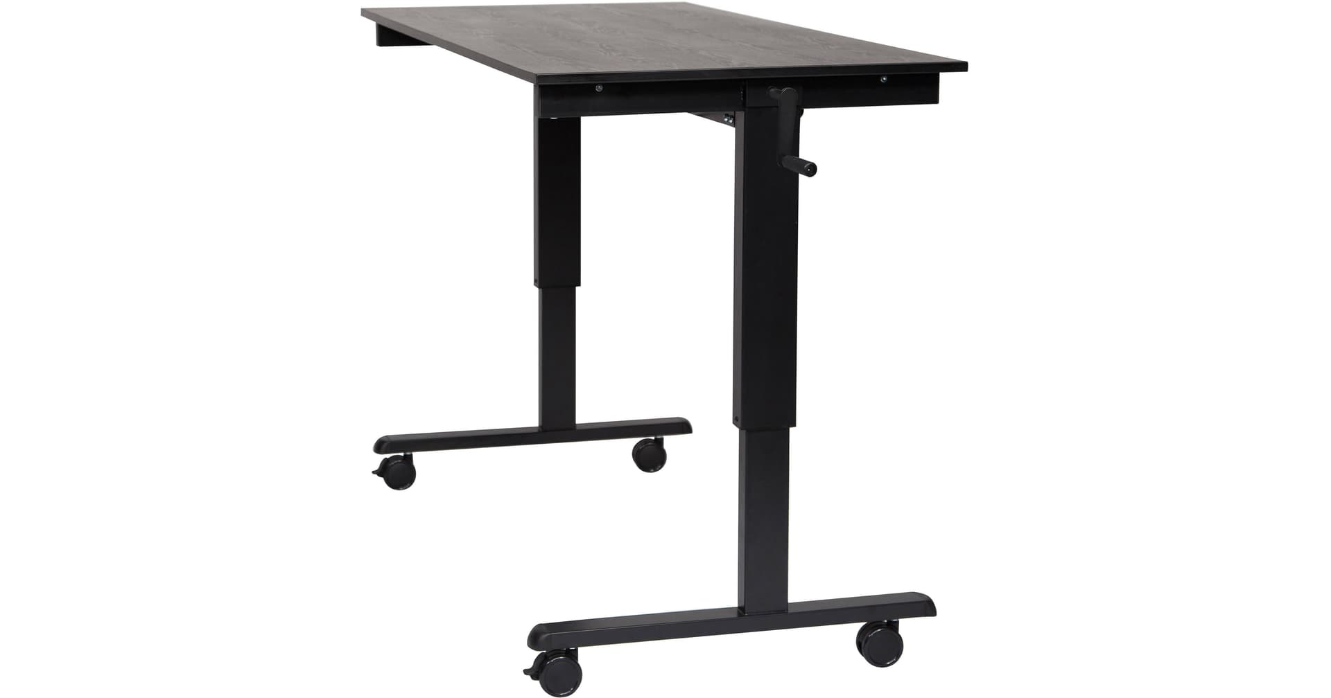 Luxor 60" Crank Adjustable Stand-Up Desk (Black Oak Desk, Black Frame)