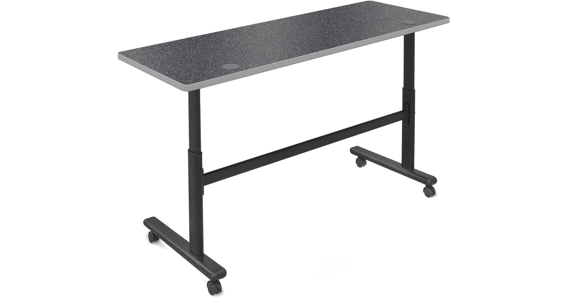 Balt Height Adjustable Sit and Stand Flipper Table (60" Long, Graphite Nebula Laminate, Platinum Edge)