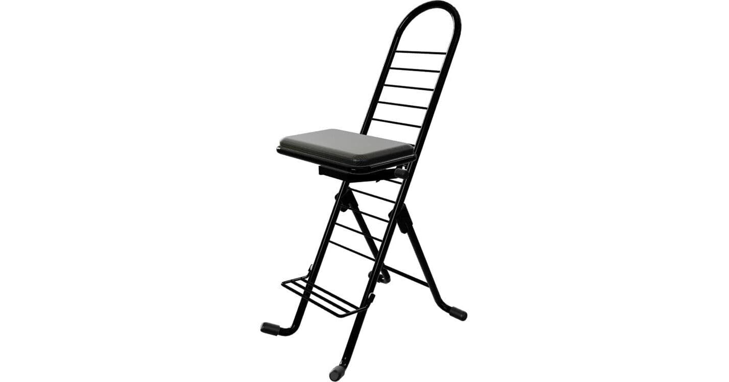 PLATEAU CHAIRS Pro Series Folding Chair with Black Vinyl Leather Seat & Silver Frame