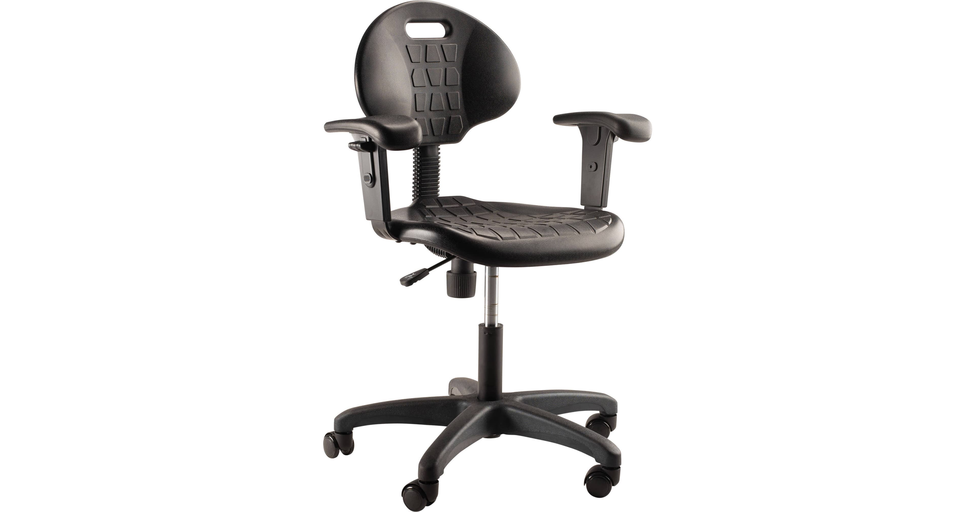 Oklahoma Sound Kangaroo Stool Adjustable Height Task Chair with Arms (Black, 16-21")