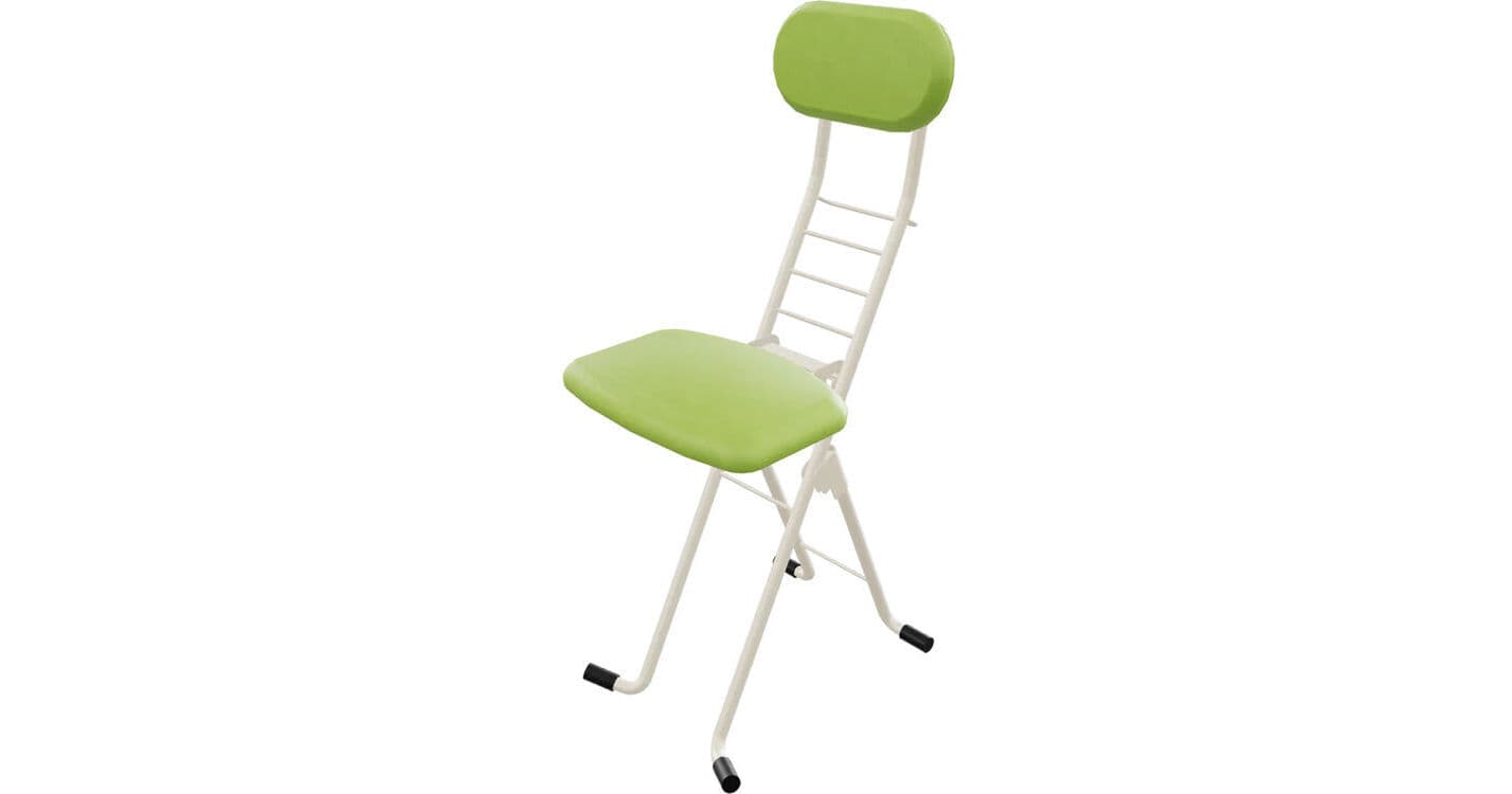 PLATEAU CHAIRS MESA Series Folding Chair with Lime Vinyl Leather Seat & Ivory Frame