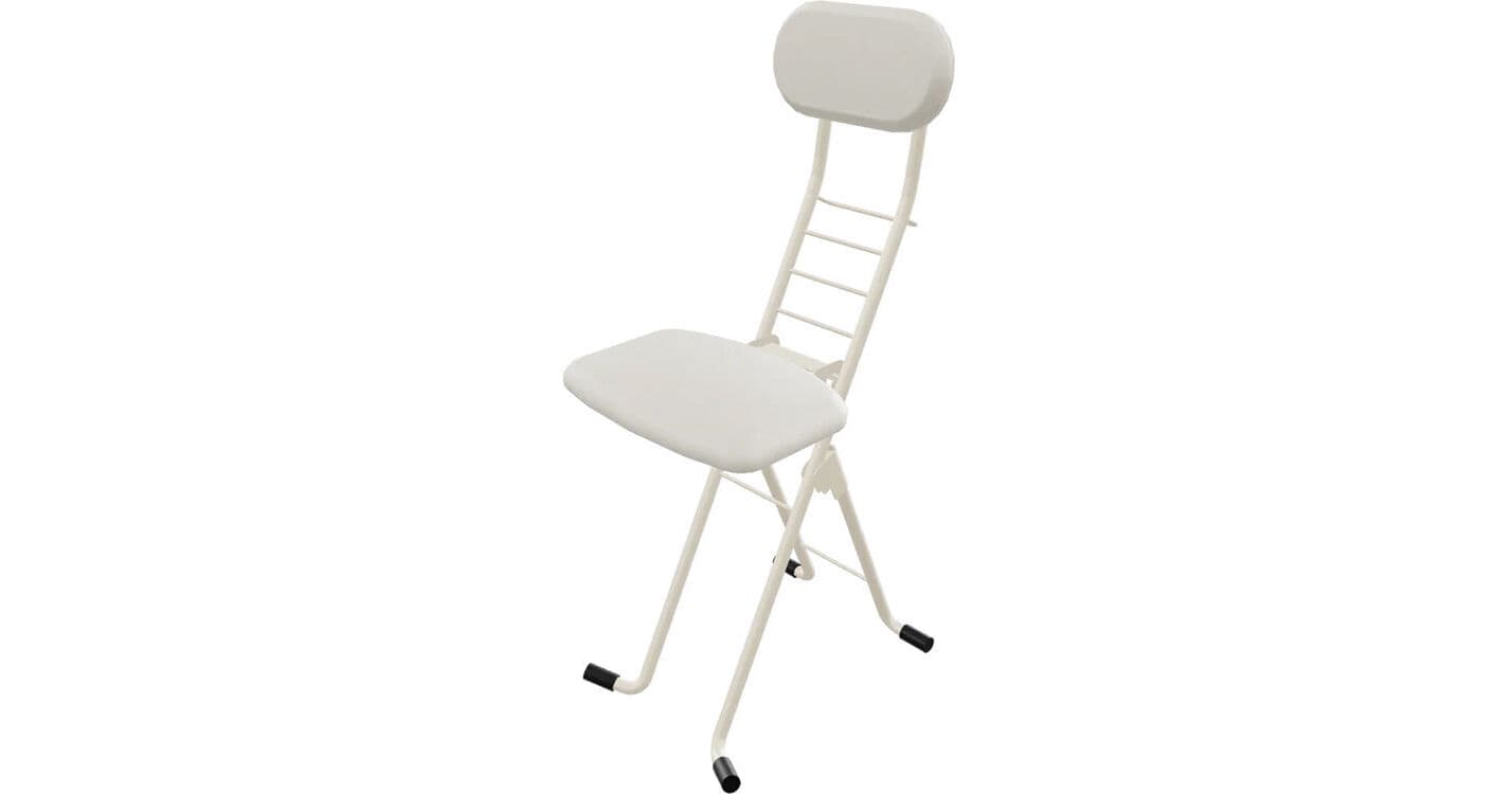 PLATEAU CHAIRS MESA Series Folding Chair with White Vinyl Leather Seat & Ivory Frame