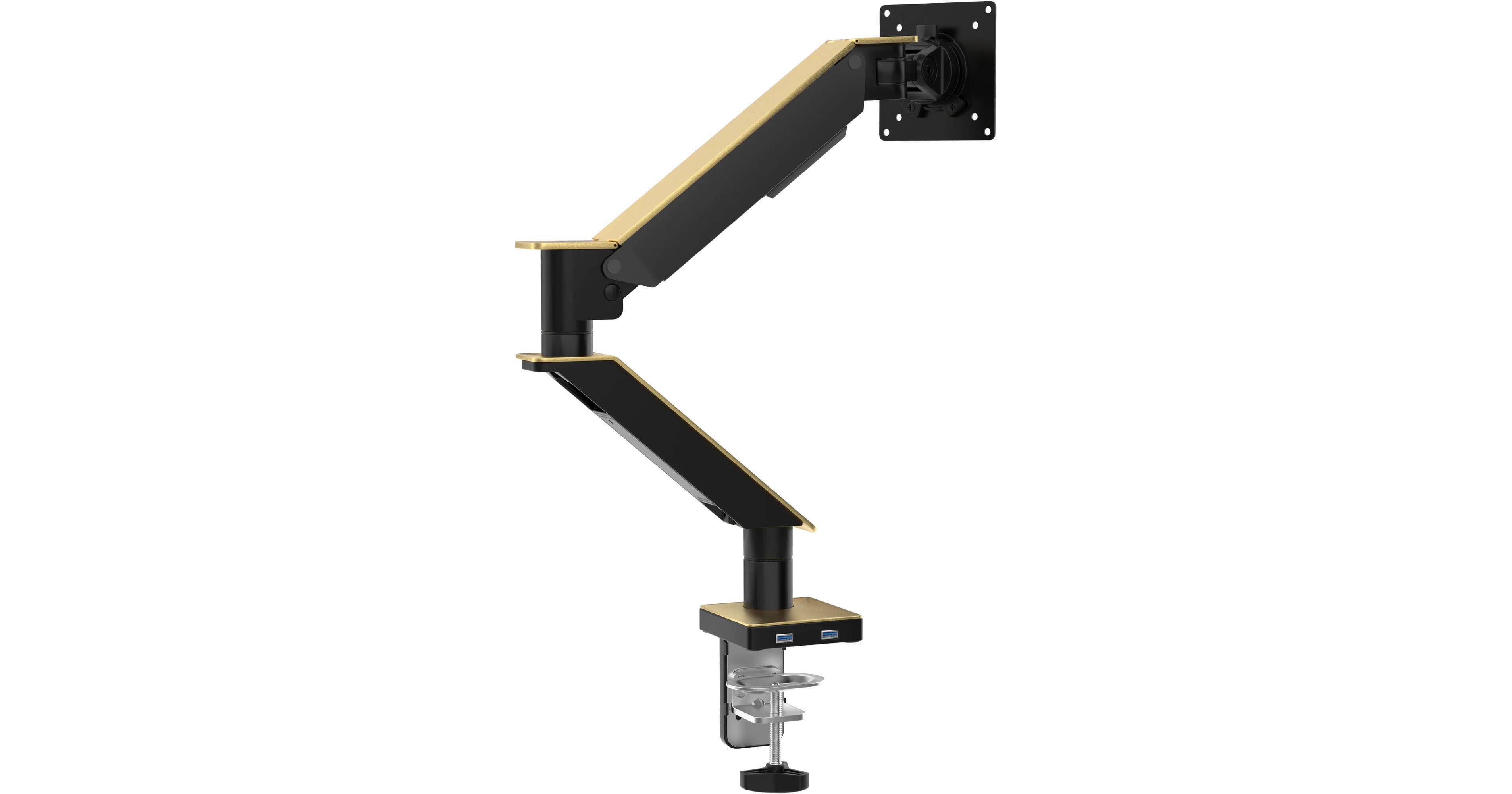 CTA Digital Gas Spring Monitor Arm with Dual USB Ports (Gold)