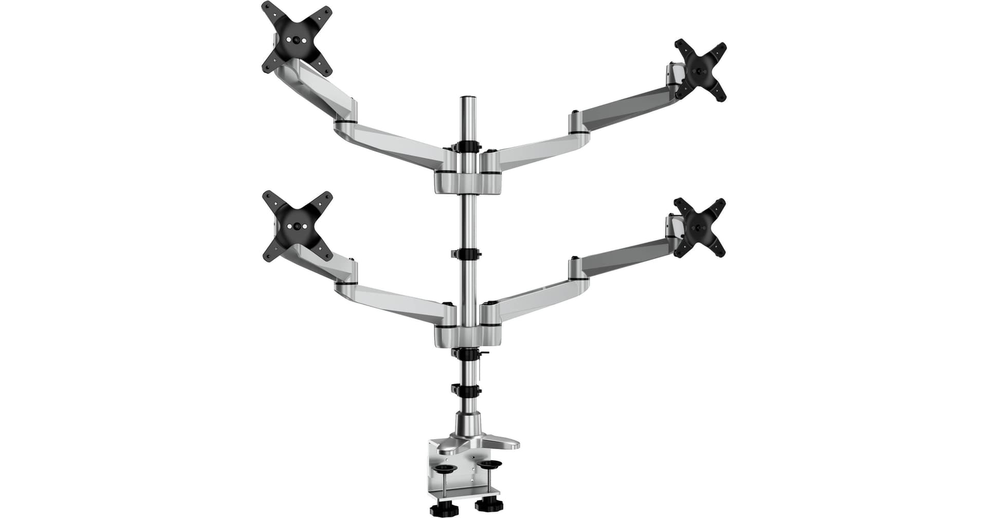 Mount-It! MI-63156 Full-Motion Quad-Monitor Desk Mount with Clamp & Grommet for Up to 27" Displays