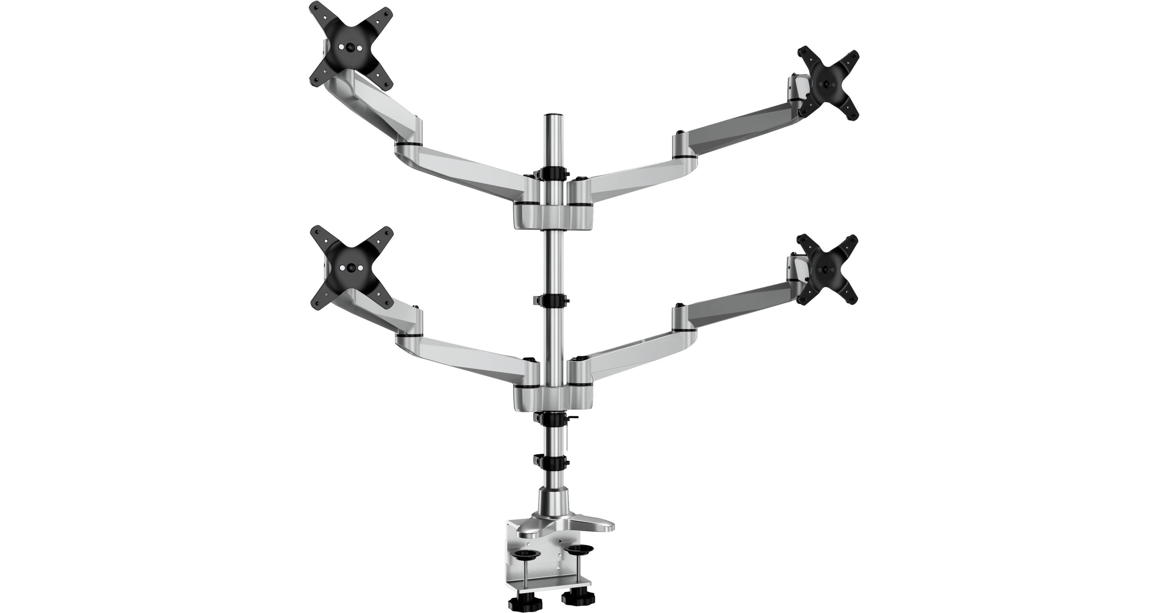 Mount-It! MI-63156 Full-Motion Quad-Monitor Desk Mount with Clamp & Grommet for Up to 27" Displays