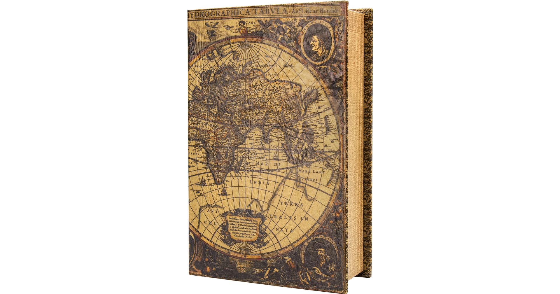Barska Antique Map Book Lock Box with Keyed Lock