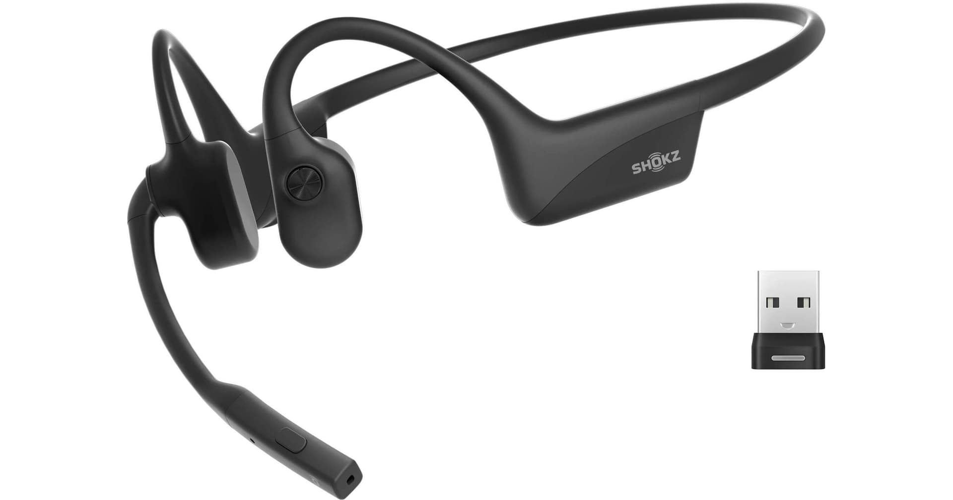SHOKZ OpenComm2 UC 2025 Upgrade Bone Conduction Wireless Headset with USB-A Dongle