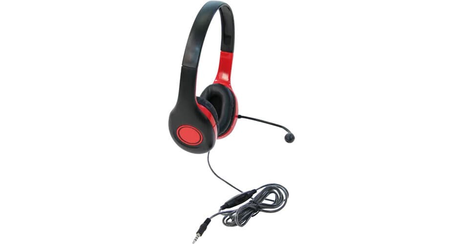 Califone KH-08GT RD On-Ear Headset with Gooseneck Microphone and 3.5mm Plug (Black and Red)
