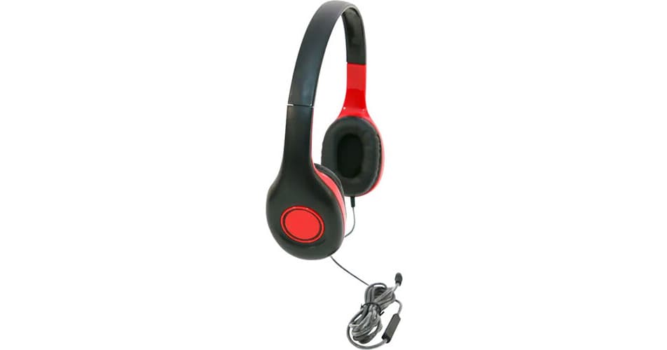 Califone KH-08T RD On-Ear Headset with In-Line Microphone and 3.5mm Plug (Black and Red)