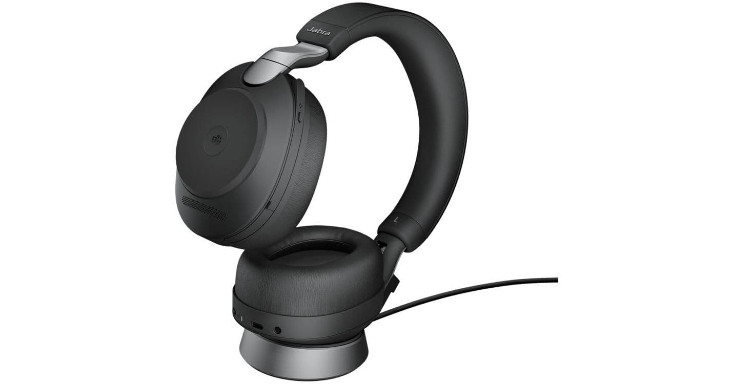 Jabra Evolve2 85 Noise-Canceling Wireless Over-Ear Headset with Stand (Microsoft Teams, USB Type-A, Black)