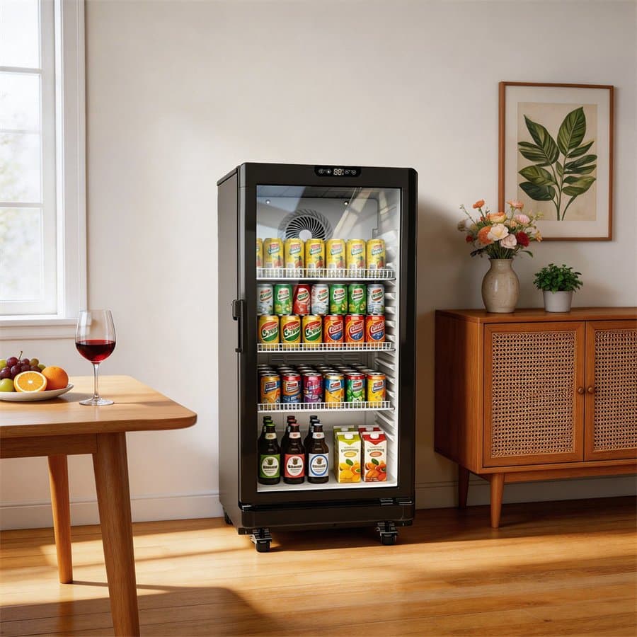 6 Cu.Ft. Commercial Beverage Refrigerators Upright Beverage Display Cooler, Black With Glass Door