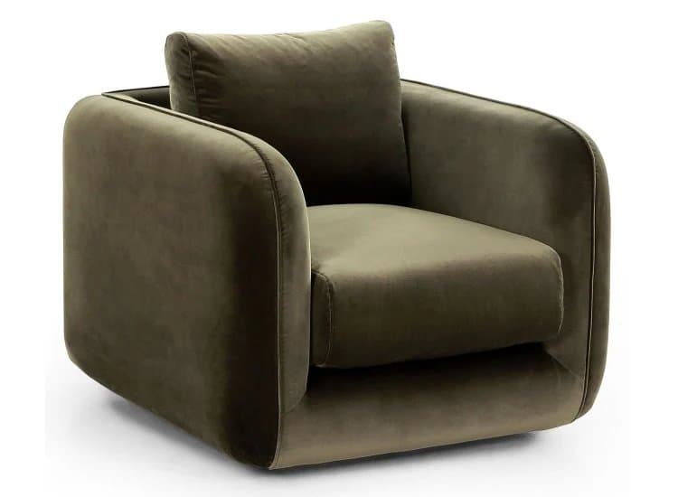 Four Hands Malakai Swivel Chair, Surrey Olive Fabric
