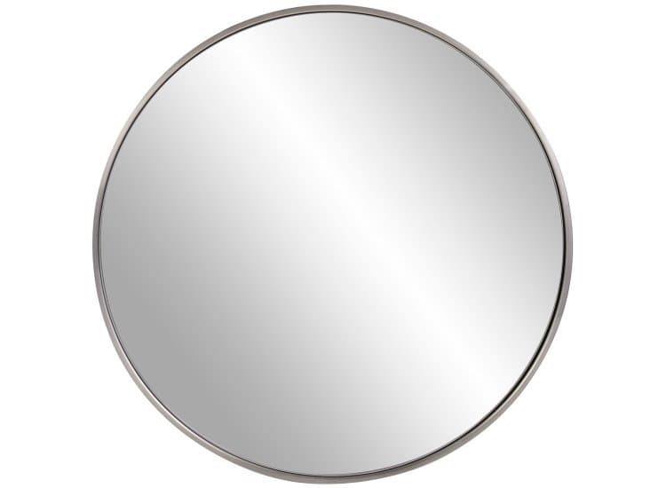 Howard Elliott Copenhagen Round Mirror, Brushed Silver Finish