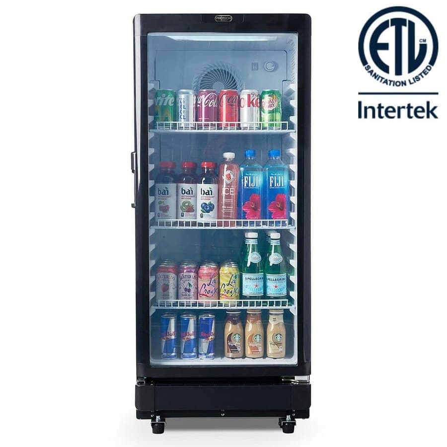 23.1 in. 6 cu. ft. PROTECH Commercial Beverage Merchandiser Refrigerator with Lock, Black