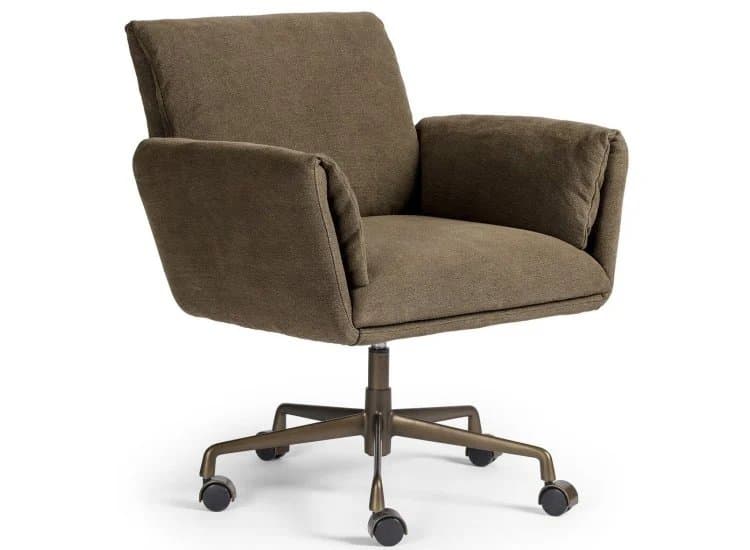 Four Hands x Amber Lewis Salerno Desk Chair, Broadway Coffee Fabric