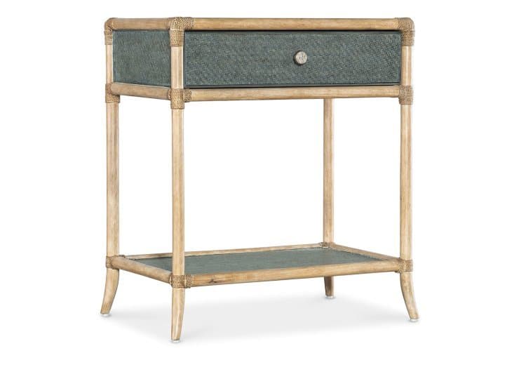 Hooker Furniture Bedroom Retreat Pole Rattan Bedside Table in Dune | Lagoon