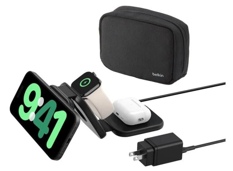 Belkin BOOST CHARGE Pro 3-in-1 Magnetic Wireless Charging Travel Pad with Qi2 15W