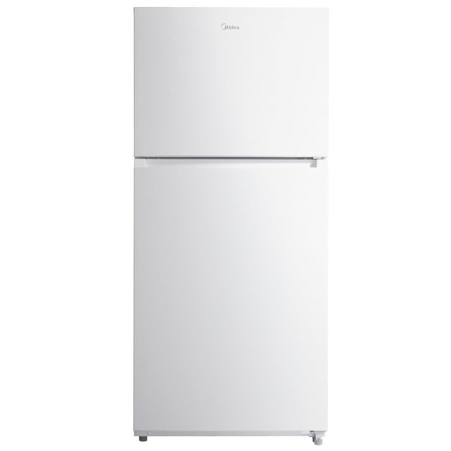Midea Fingerprint Resistant 18.1-cu ft Standard-Depth 30-in Wide Top-Freezer Refrigerator ( White ) Garage Ready ENERGY STAR Certified