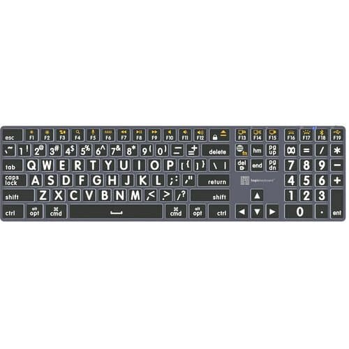 Logickeyboard TITAN Large-Print White-On-Black Wireless Keyboard (Mac, US English)