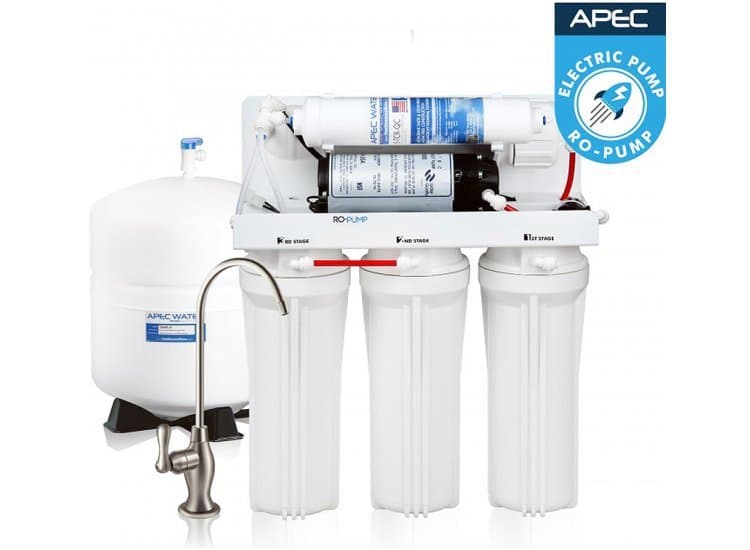 APEC Water Electric Pumped Reverse Osmosis Drinking Water System Low Pressure Homes (0-30 PSI)