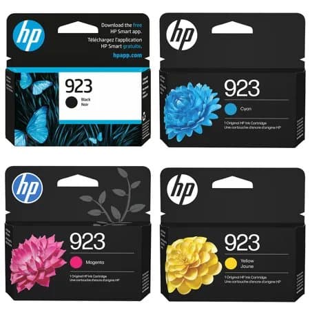 HP 923 Original 4-Color Ink Cartridge Bundle for OfficeJet Pro 8125e, 8135e & 8139e Printers