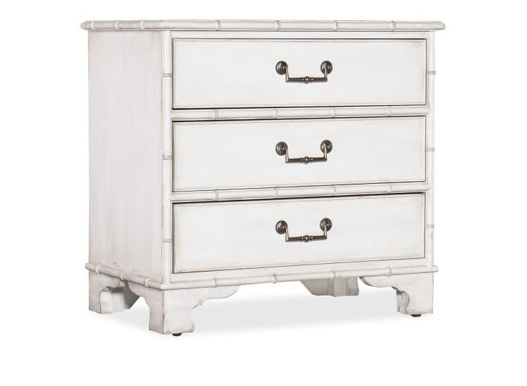 Hooker Furniture Bedroom Charleston Nightstand with Three Drawers, White Heron