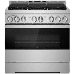 JennAir NOIR 36 In. Floating Glass Black And Stainless Steel Gas Professional-Style Range - JGRP436HM