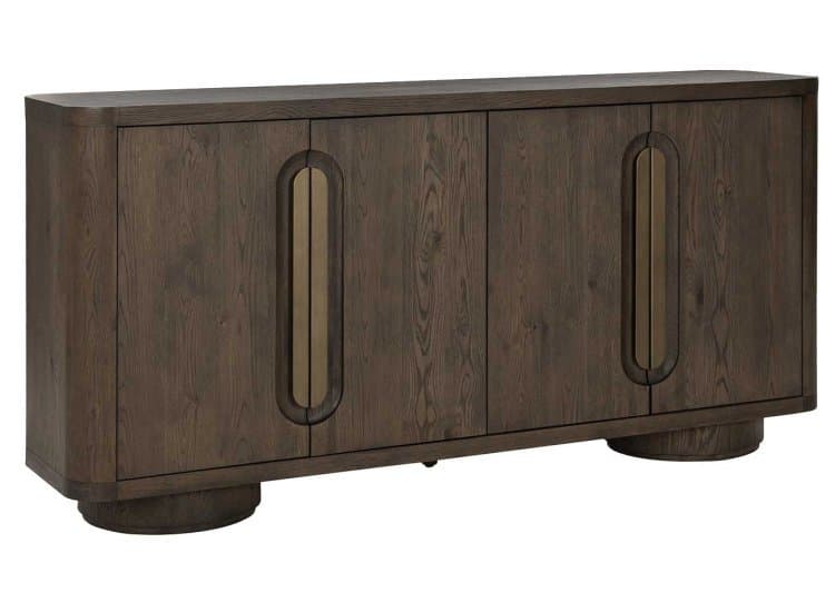 Classic Home Tiber Buffet Solid Wood with 4 Doors, Toasted Brown