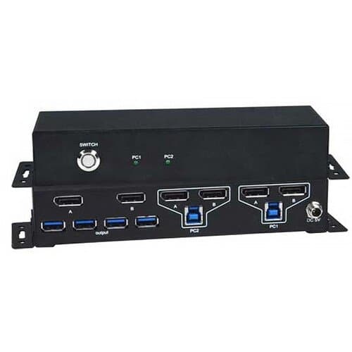 Network Technologies UNIMUX Dual-Monitor 4K DisplayPort USB KVM Switch with USB 3.0 Hub