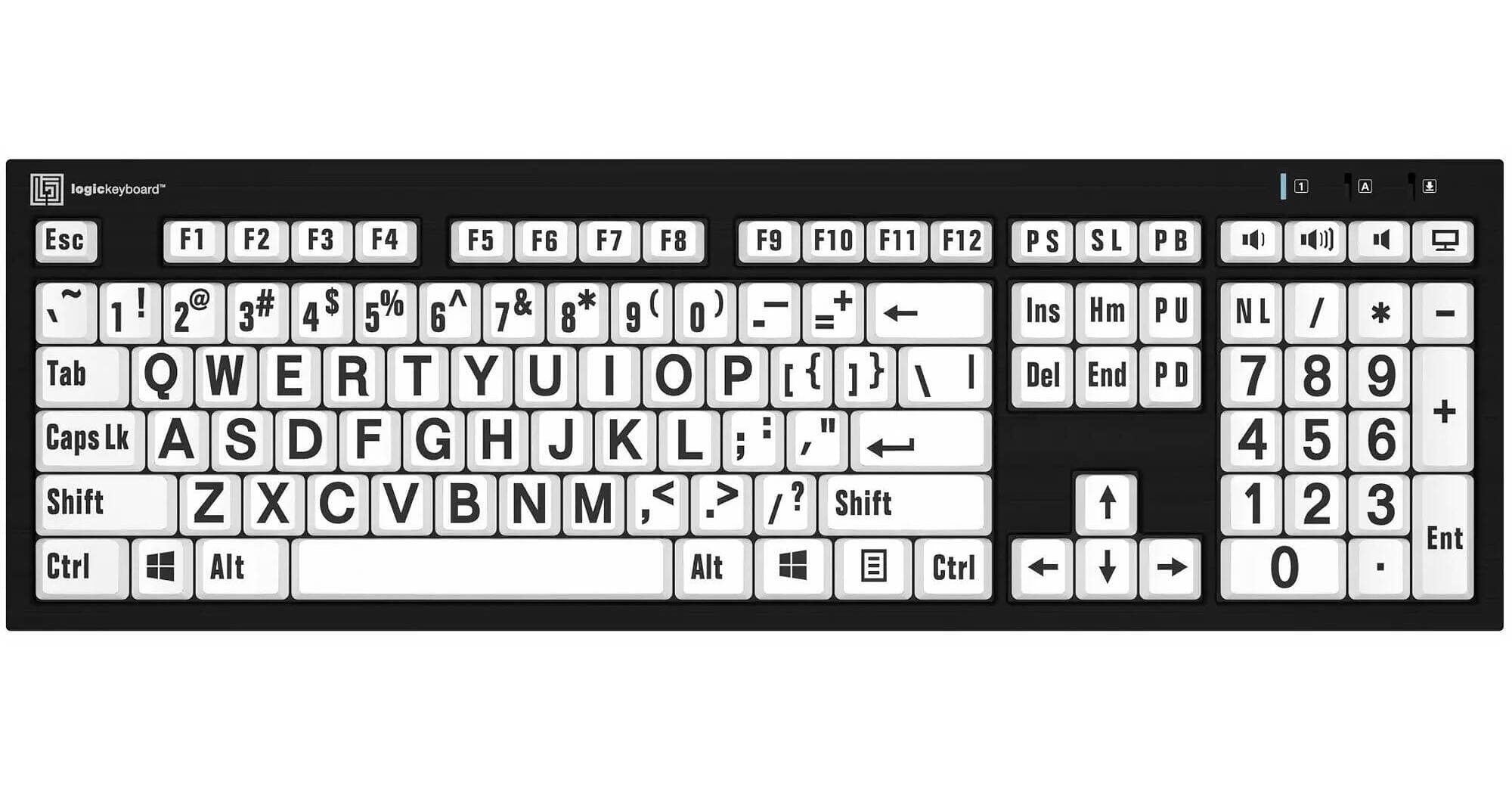 Logickeyboard XL Print NERO PC Slim Line Black on White Keyboard