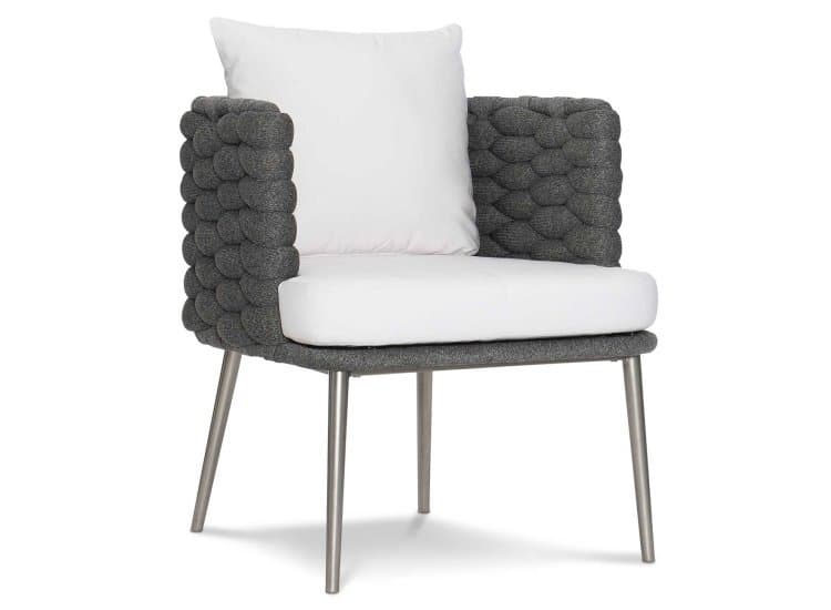 Bernhardt Santa Cruz Outdoor Arm Chair in Cadet Grey | White Cream Sunbrella
