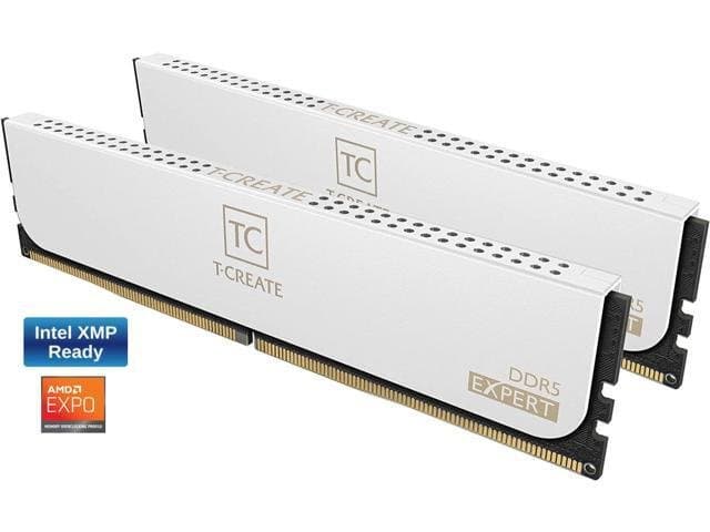 TEAMGROUP 64GB T-Create Expert DDR5 6000 MHz UDIMM Memory Kit (2 x 32GB, White)
