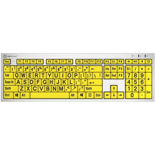 Logickeyboard XLPrint PC Slim Line Keyboard with Large Print (Black on Yellow)