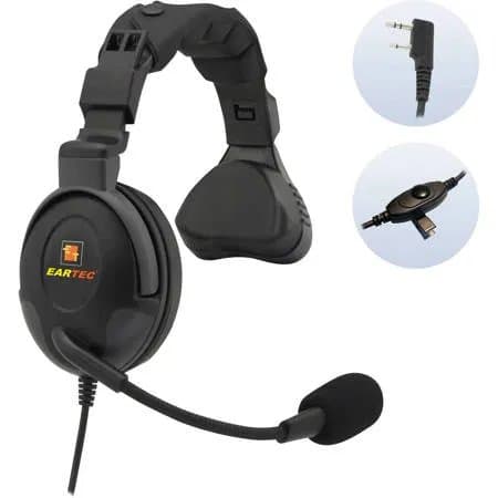 Eartec ProLine Double-Ear Noise Cancelling Headset with Inline PTT & 2-Pin Kenwood Plug