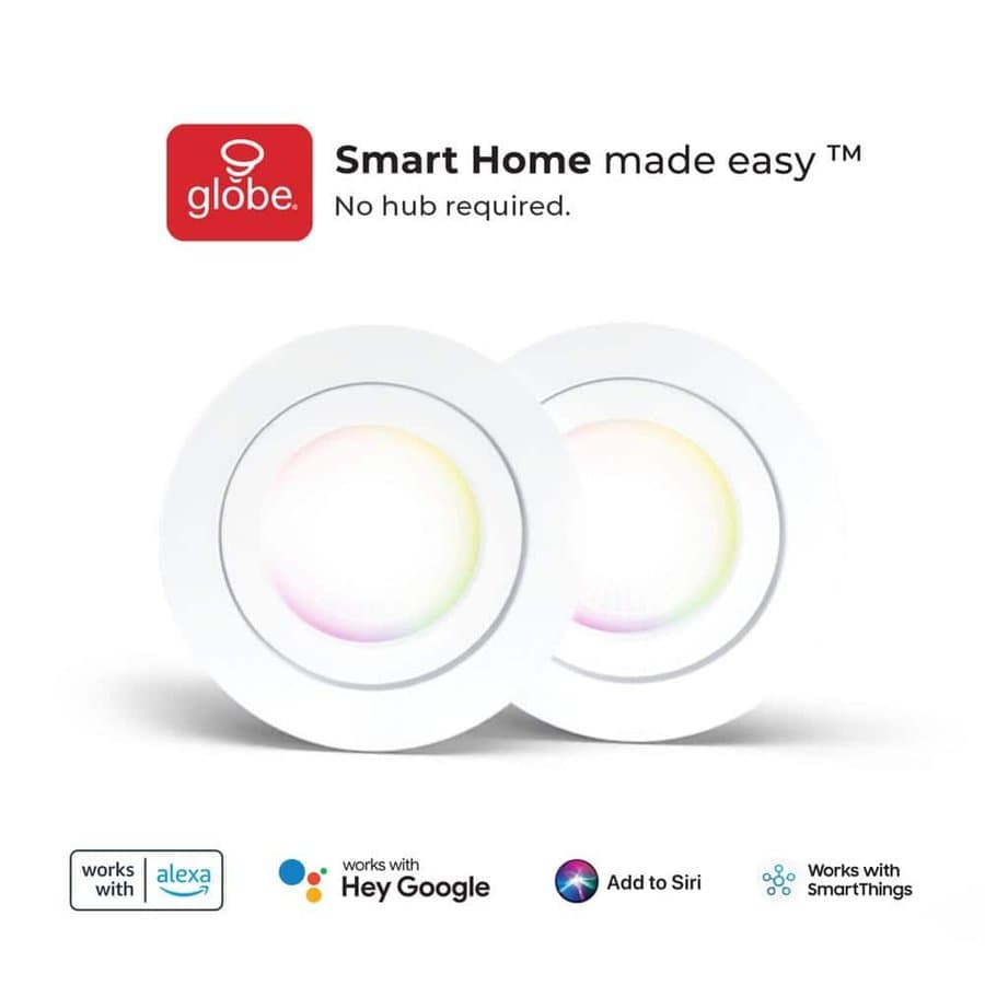 Globe Electric Smart Integrated LED Round Canless Recessed Light RGB + Tuneable White