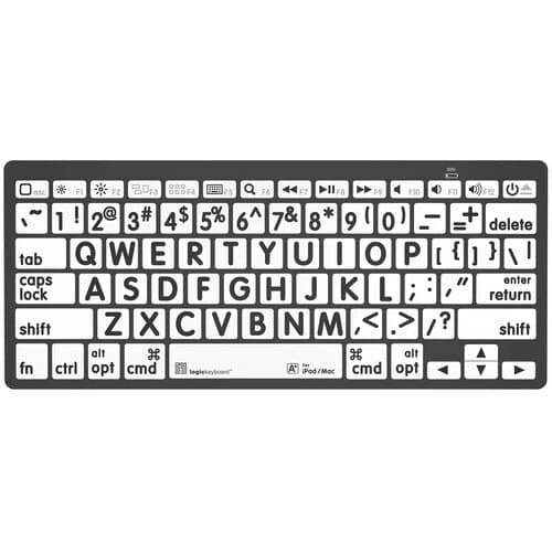 Logickeyboard Large Print Bluetooth Mini Keyboard (Black on White, American English)