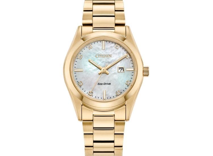 Citizen Sport Luxury 33mm Watch with White MOP Dial with Diamonds and Gold-Tone SS Bracelet